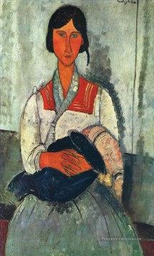 femme gitane avec un bébé 1919 Amedeo Modigliani Peinture à l'huile